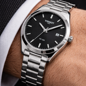 tissot prx powermatic men's watch with a black dial