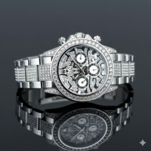 rolex silver diamond new tiger stainless steel edition watch.