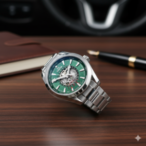omega seamaster aqua terra gmt worldtimer watch with a green dial