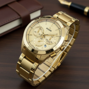 gold tone rado hyperchrome chronograph watch.